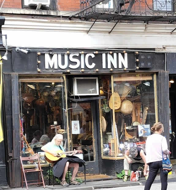 Front view of the West Village Music shop the Music Inn