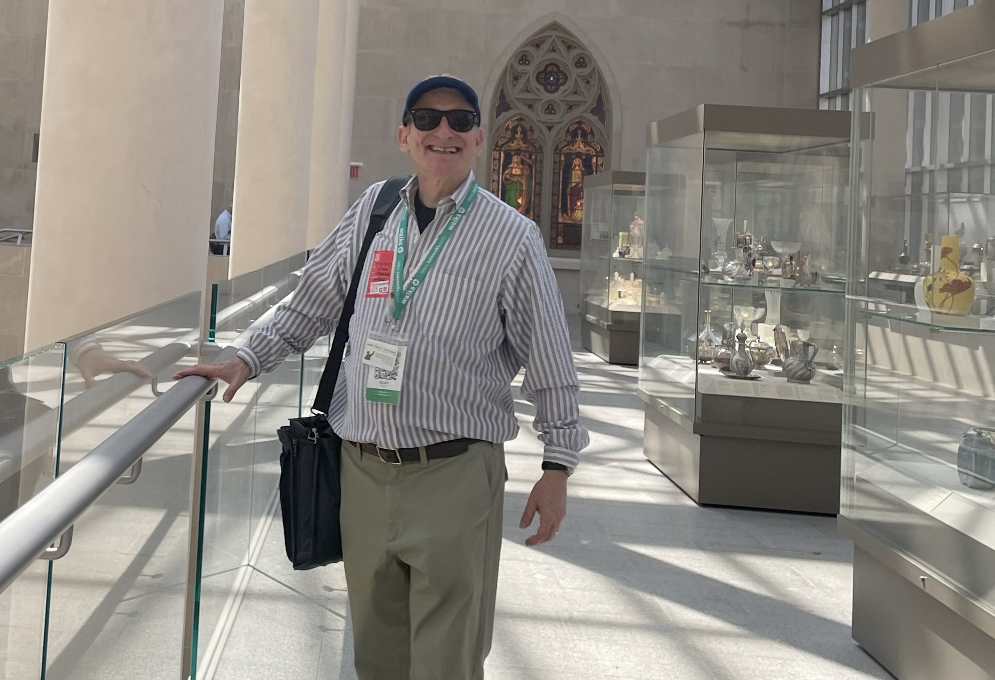 Jared posing for photo on balcony at the Met Museum, NYC
